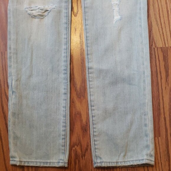 New American Eagle Skinny Jeans Womens 0 Blue Light Wash Cotton Low Rise Ripped - Picture 5 of 12